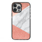 Marble Rose Gold Foil iPhone 13 Pro Max Black Impact Case on Silver phone