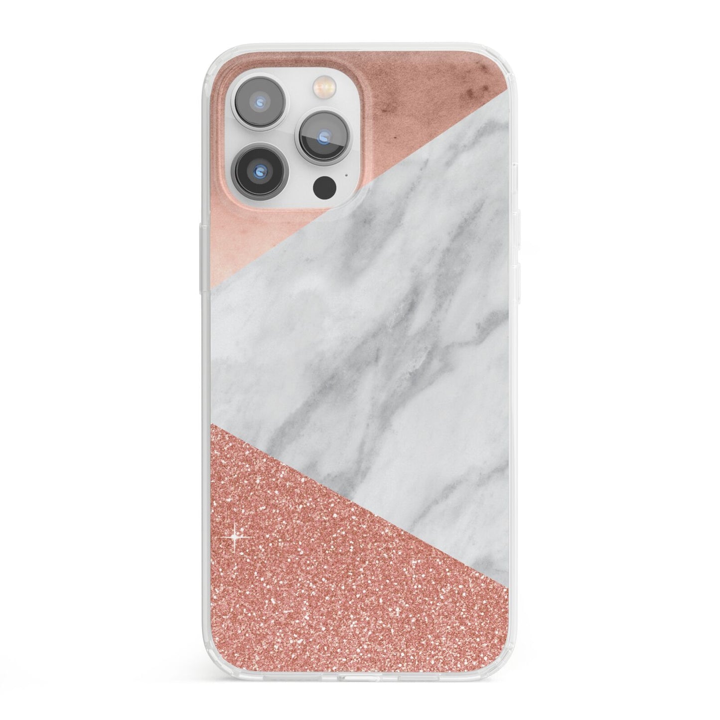 Marble Rose Gold Foil iPhone 13 Pro Max Clear Bumper Case