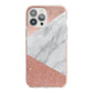 Marble Rose Gold Foil iPhone 13 Pro Max TPU Impact Case with Pink Edges