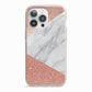 Marble Rose Gold Foil iPhone 13 Pro TPU Impact Case with Pink Edges