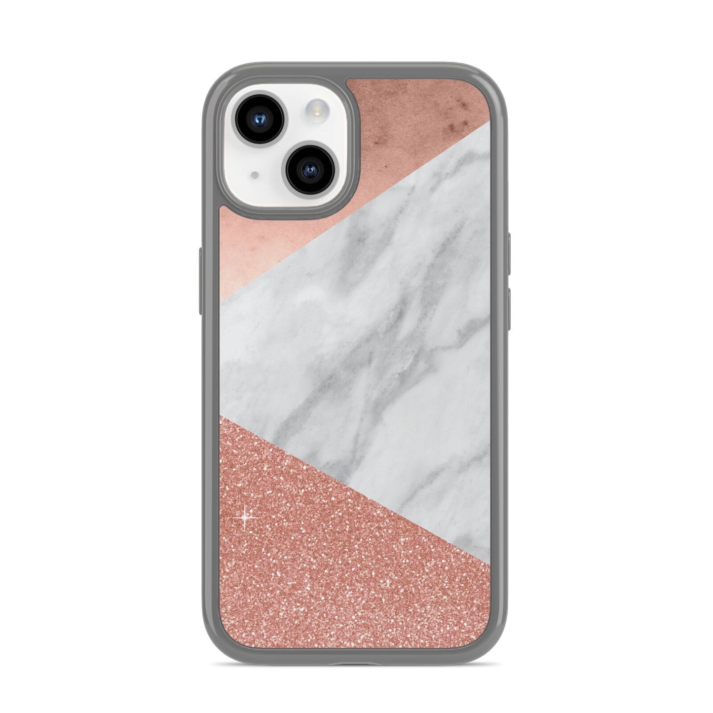 Marble Rose Gold Foil iPhone 14 Clear Tough Case Starlight