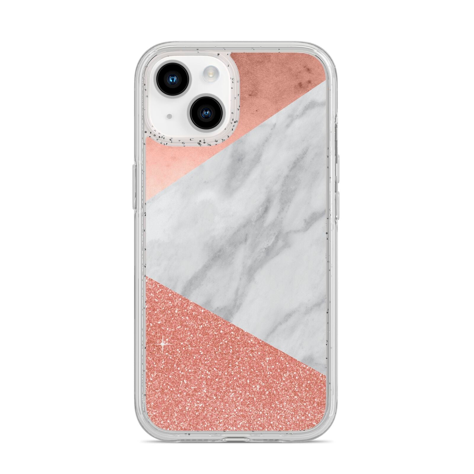 Marble Rose Gold Foil iPhone 14 Glitter Tough Case Starlight