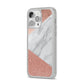 Marble Rose Gold Foil iPhone 14 Pro Max Clear Tough Case Silver Angled Image
