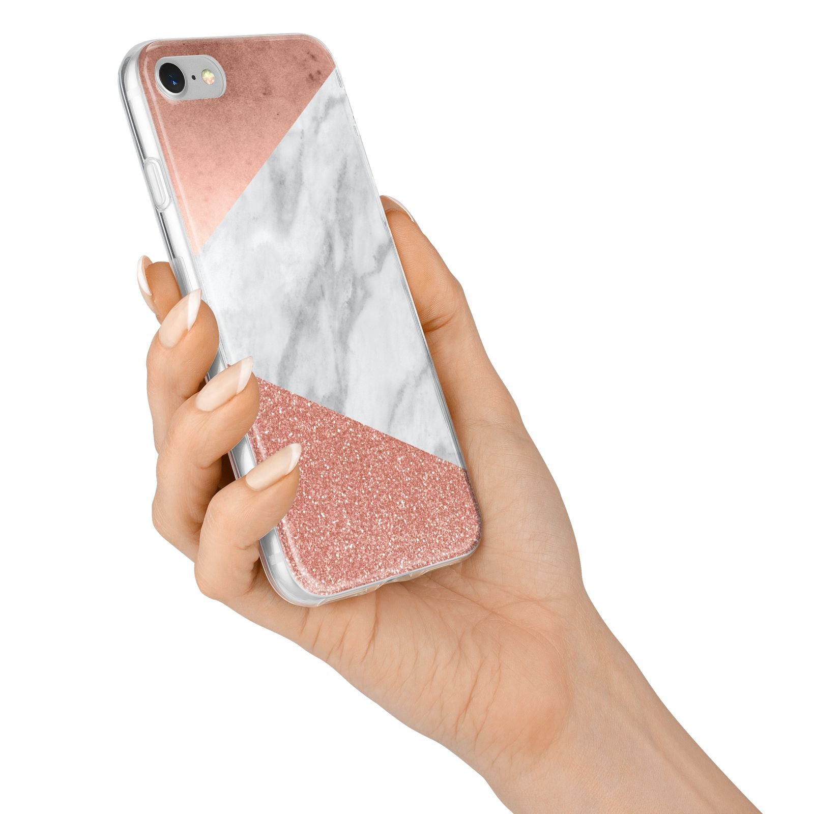 Marble Rose Gold Foil iPhone 7 Bumper Case on Silver iPhone Alternative Image
