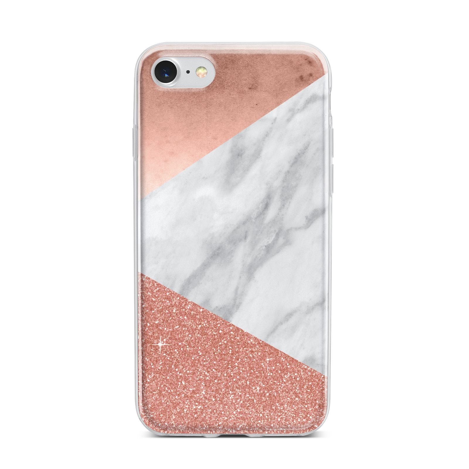 Marble Rose Gold Foil iPhone 7 Bumper Case on Silver iPhone