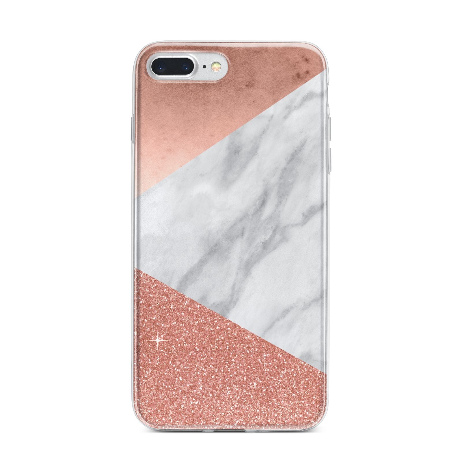 Marble Rose Gold Foil iPhone 7 Plus Bumper Case on Silver iPhone
