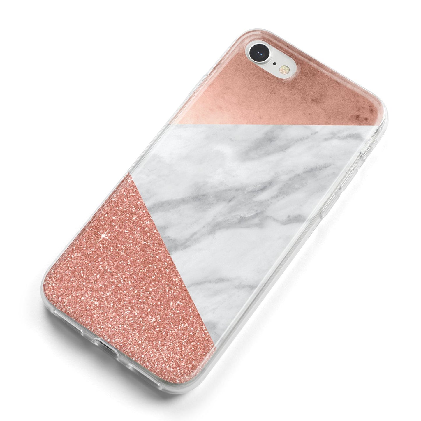 Marble Rose Gold Foil iPhone 8 Bumper Case on Silver iPhone Alternative Image
