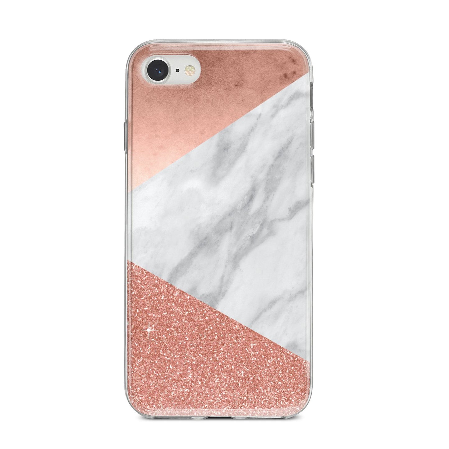 Marble Rose Gold Foil iPhone 8 Bumper Case on Silver iPhone