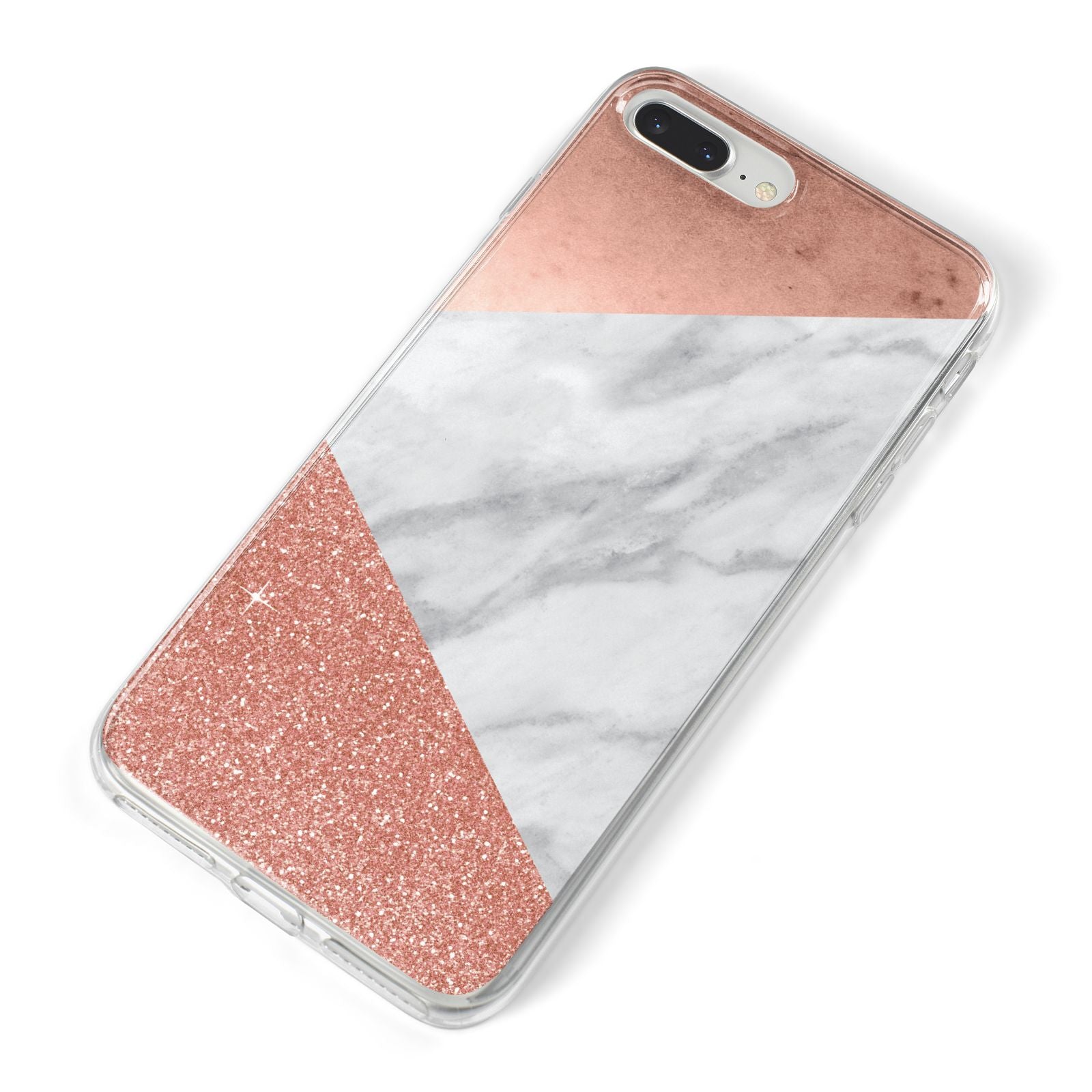 Marble Rose Gold Foil iPhone 8 Plus Bumper Case on Silver iPhone Alternative Image