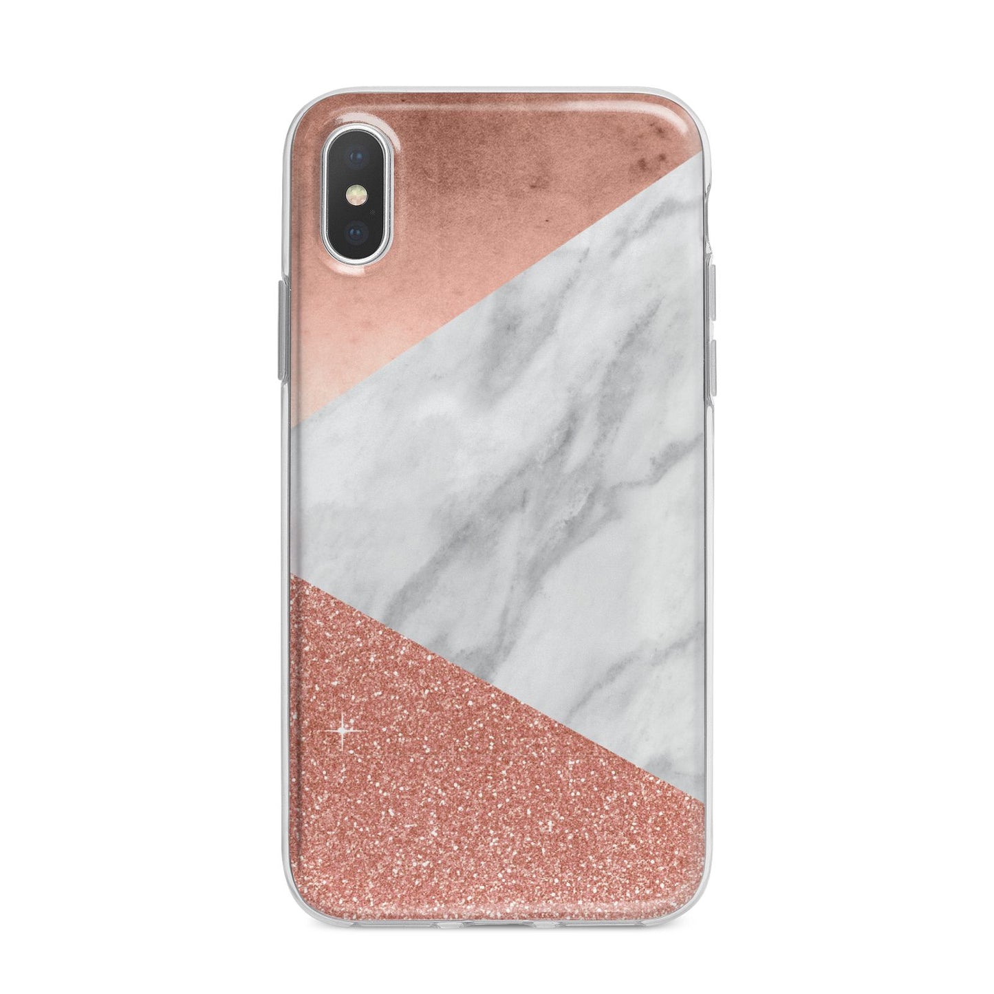 Marble Rose Gold Foil iPhone X Bumper Case on Silver iPhone Alternative Image 1