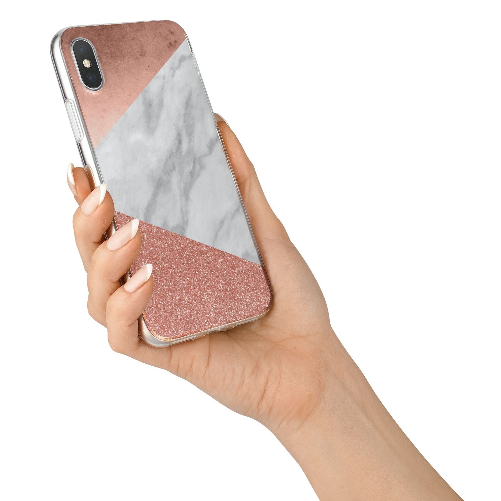 Marble Rose Gold Foil iPhone X Bumper Case on Silver iPhone Alternative Image 2