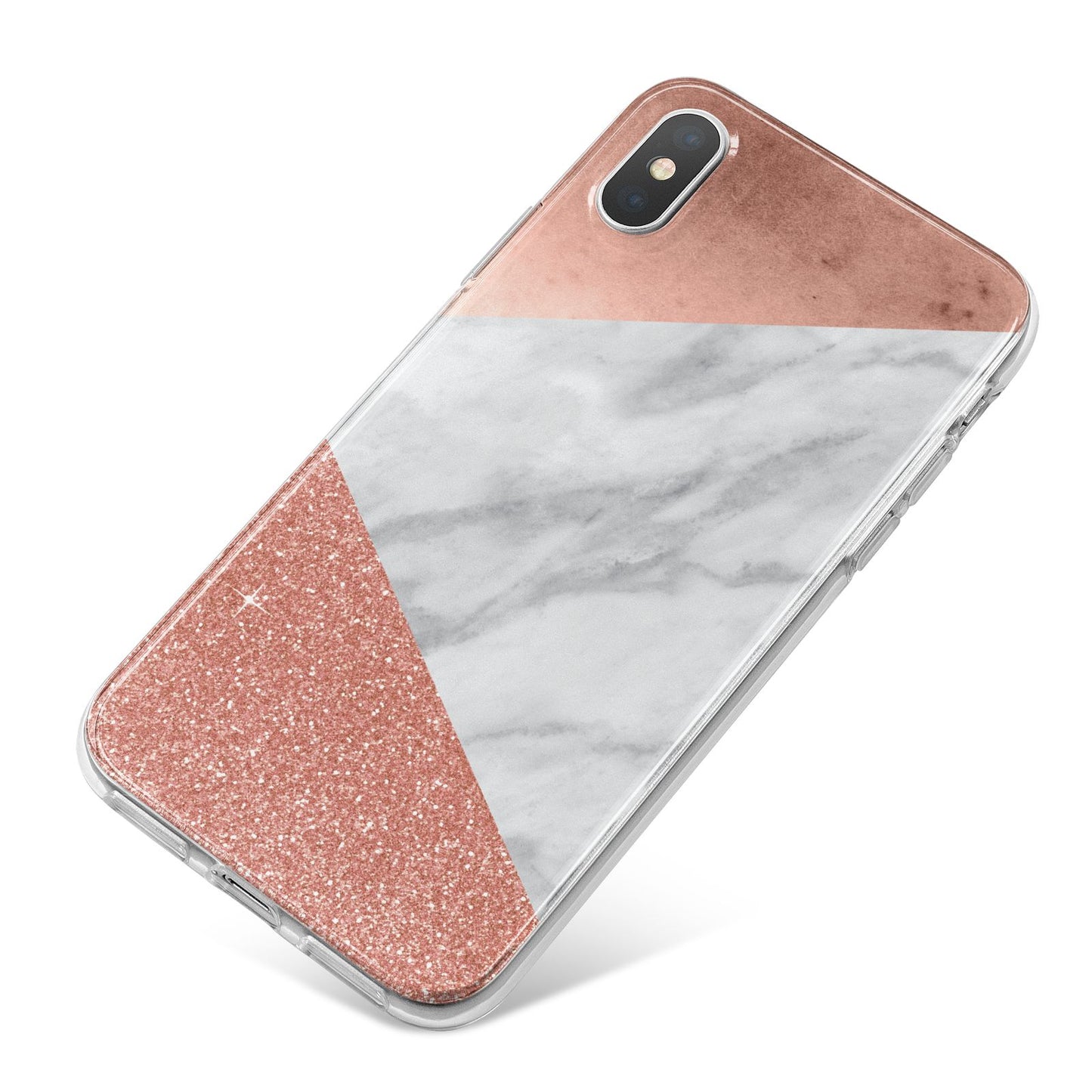 Marble Rose Gold Foil iPhone X Bumper Case on Silver iPhone