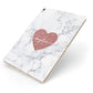 Clear Marble Rose Gold Glitter Heart Personalised Name Apple iPad Case on Gold iPad Side View