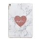Clear Marble Rose Gold Glitter Heart Personalised Name Apple iPad Rose Gold Case