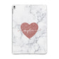 Clear Marble Rose Gold Glitter Heart Personalised Name Apple iPad Silver Case