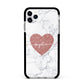 Marble Rose Gold Glitter Heart Personalised Name Apple iPhone 11 Pro Max in Silver with Black Impact Case