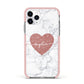 Marble Rose Gold Glitter Heart Personalised Name Apple iPhone 11 Pro in Silver with Pink Impact Case