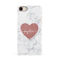 Marble Rose Gold Glitter Heart Personalised Name Apple iPhone 7 8 3D Snap Case