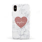 Marble Rose Gold Glitter Heart Personalised Name Apple iPhone XS 3D Tough