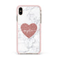 Marble Rose Gold Glitter Heart Personalised Name Apple iPhone Xs Max Impact Case Pink Edge on Gold Phone