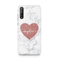 Marble Rose Gold Glitter Heart Personalised Name Huawei Enjoy 10s Phone Case