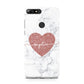 Marble Rose Gold Glitter Heart Personalised Name Huawei Y7 2018