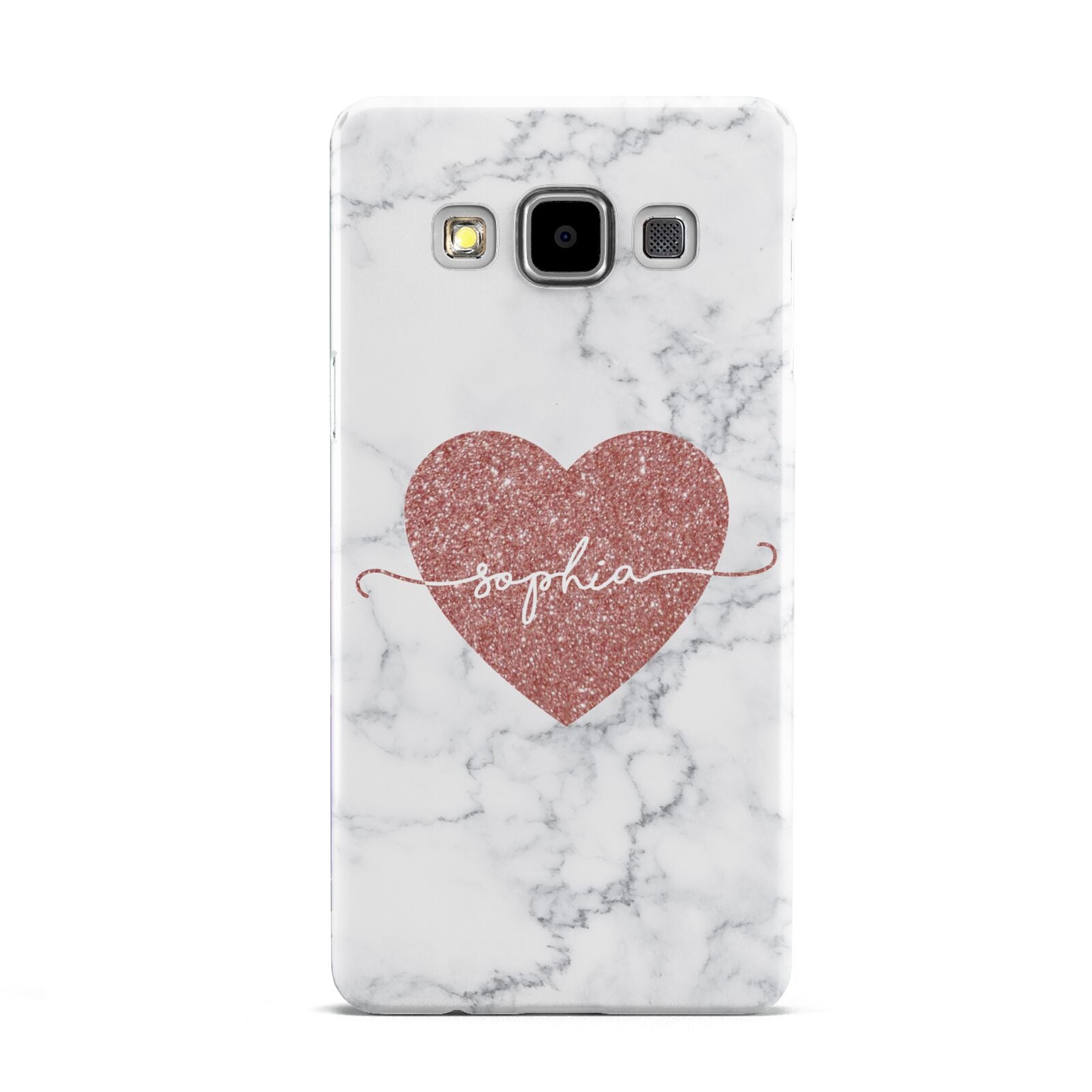 Marble Rose Gold Glitter Heart Personalised Name Samsung Galaxy A5 Case