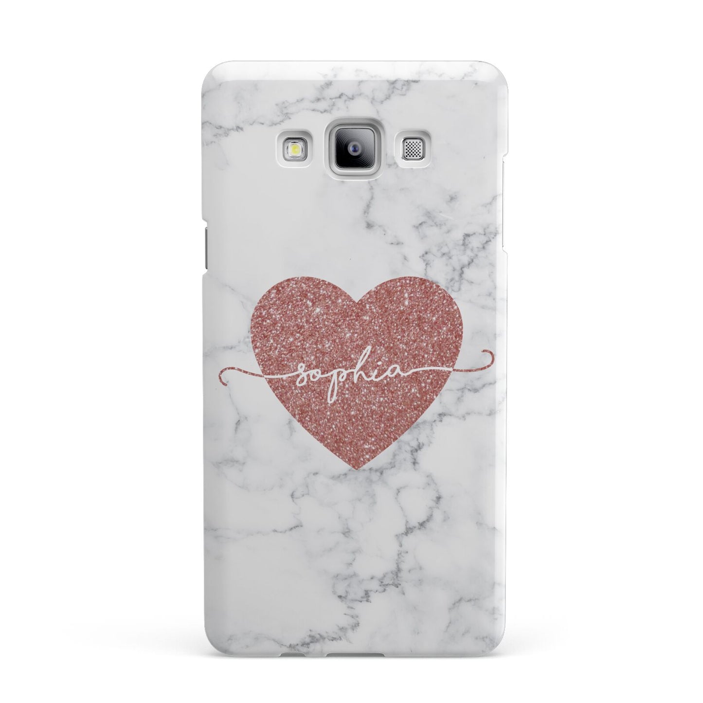 Marble Rose Gold Glitter Heart Personalised Name Samsung Galaxy A7 2015 Case