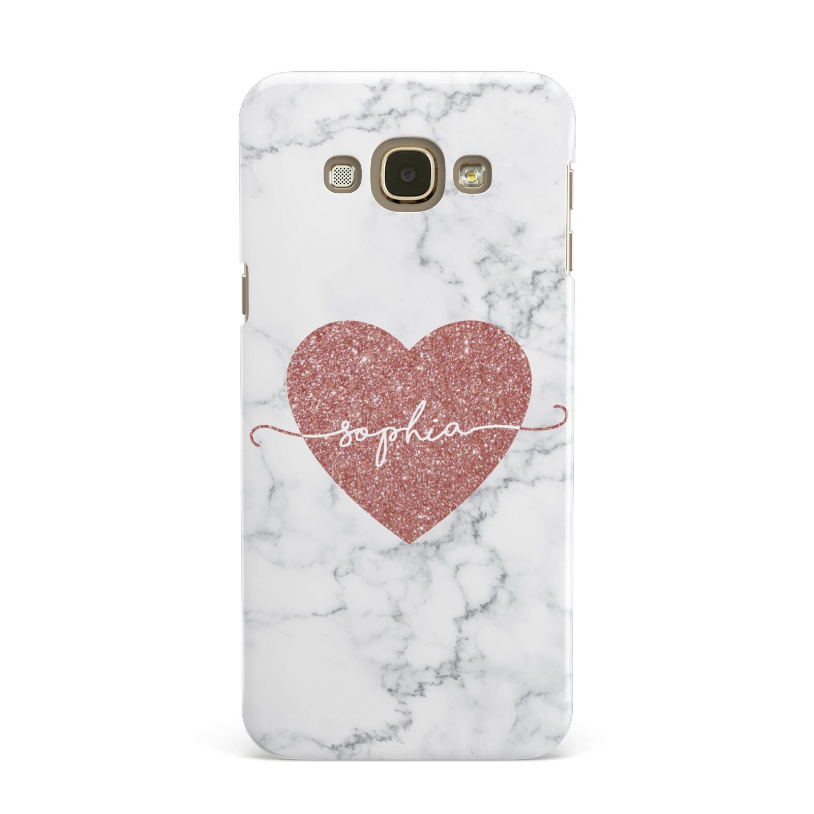 Marble Rose Gold Glitter Heart Personalised Name Samsung Galaxy A8 Case