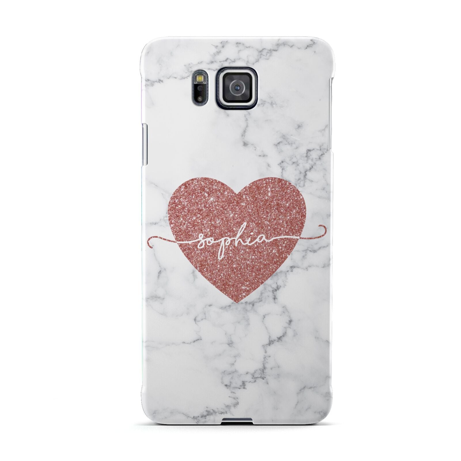 Marble Rose Gold Glitter Heart Personalised Name Samsung Galaxy Alpha Case