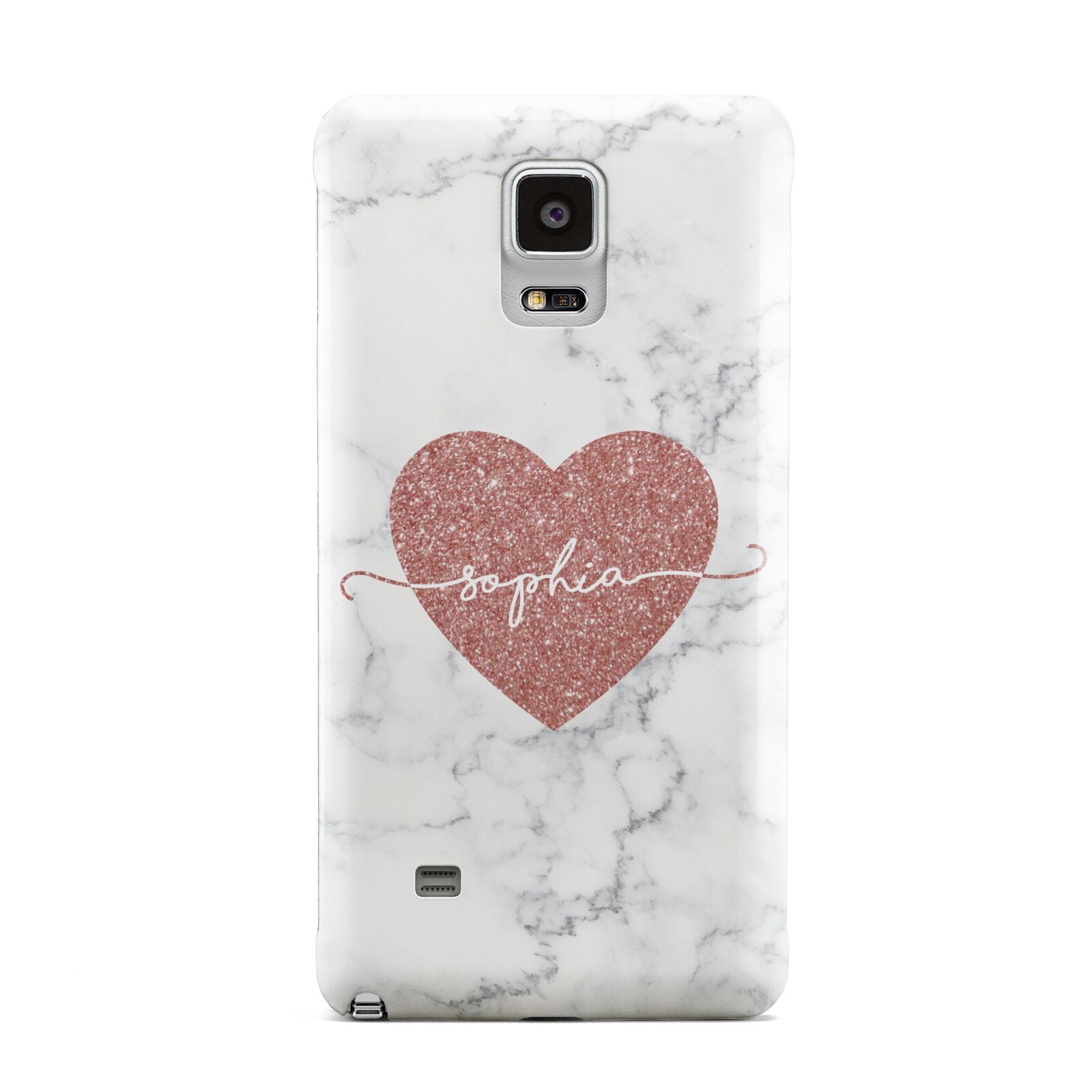 Marble Rose Gold Glitter Heart Personalised Name Samsung Galaxy Note 4 Case