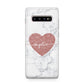 Marble Rose Gold Glitter Heart Personalised Name Samsung Galaxy S10 Plus Case