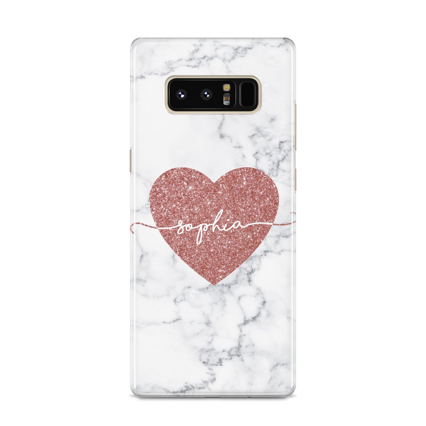 Marble Rose Gold Glitter Heart Personalised Name Samsung Galaxy S8 Case