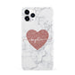 Marble Rose Gold Glitter Heart Personalised Name iPhone 11 Pro 3D Snap Case