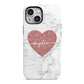 Marble Rose Gold Glitter Heart Personalised Name iPhone 13 Mini Full Wrap 3D Tough Case