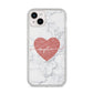 Marble Rose Gold Glitter Heart Personalised Name iPhone 14 Plus Glitter Tough Case Starlight