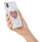 Marble Rose Gold Glitter Heart Personalised Name iPhone X Bumper Case on Silver iPhone Alternative Image 2