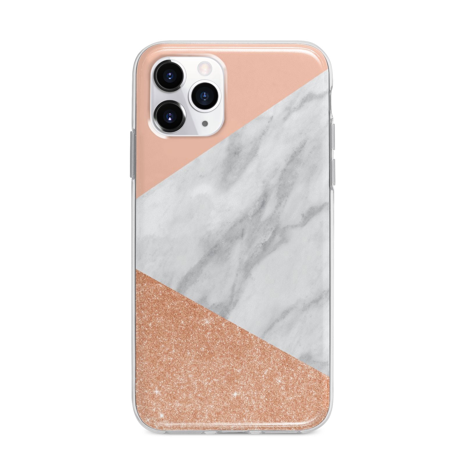 Marble Rose Gold Pink Apple iPhone 11 Pro Max in Silver with Bumper Case