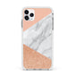 Marble Rose Gold Pink Apple iPhone 11 Pro Max in Silver with White Impact Case