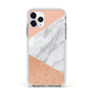Marble Rose Gold Pink Apple iPhone 11 Pro in Silver with White Impact Case