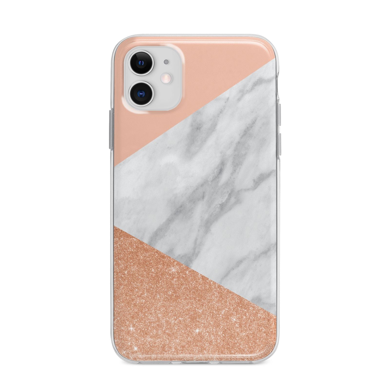 Marble Rose Gold Pink Apple iPhone 11 in White with Bumper Case