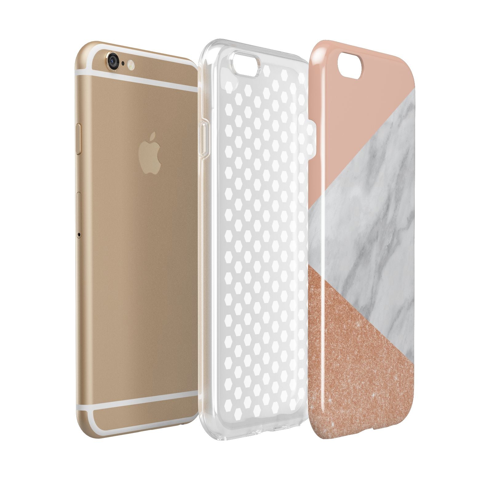 Marble Rose Gold Pink Apple iPhone 6 3D Tough Case Expanded view