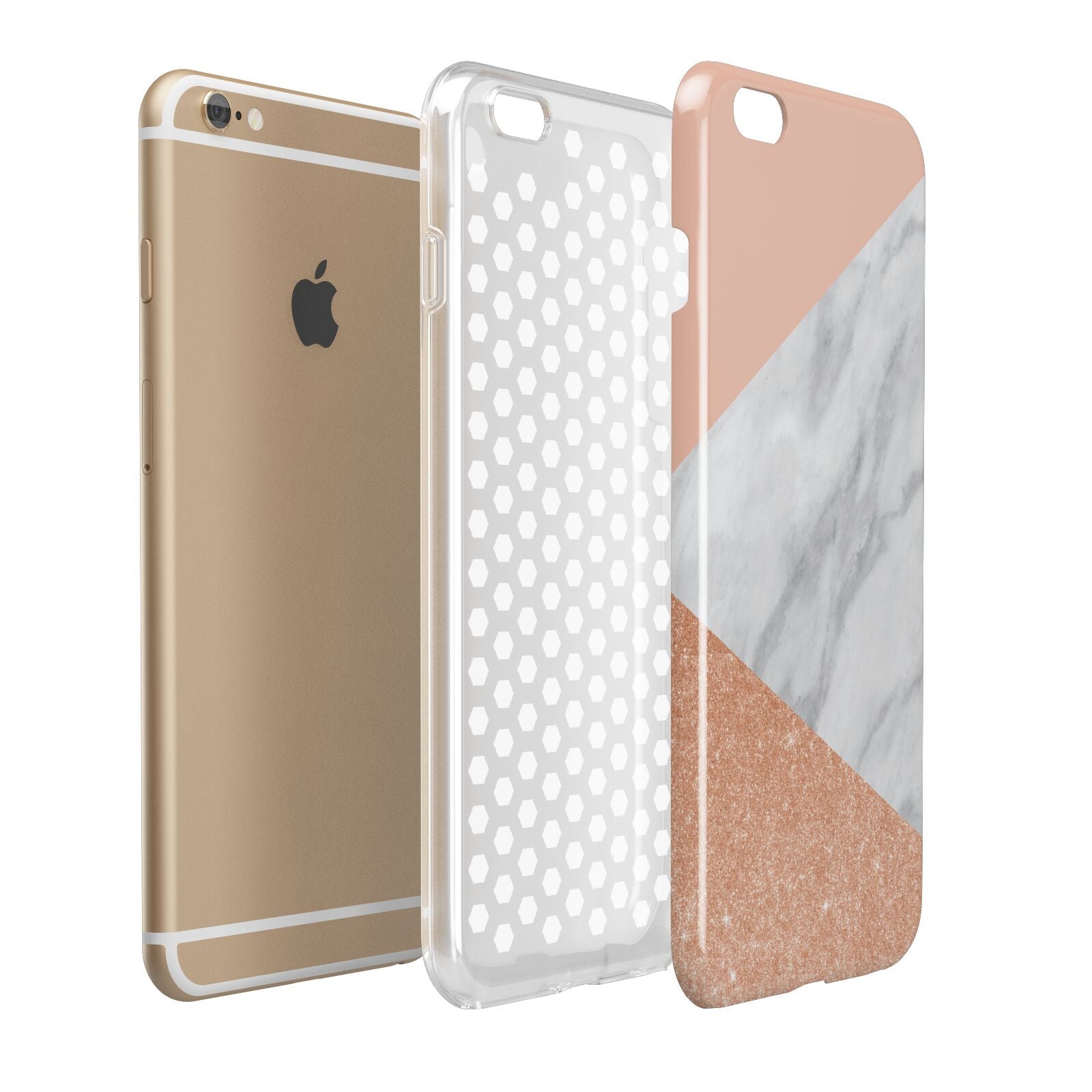 Marble Rose Gold Pink Apple iPhone 6 Plus 3D Tough Case Expand Detail Image