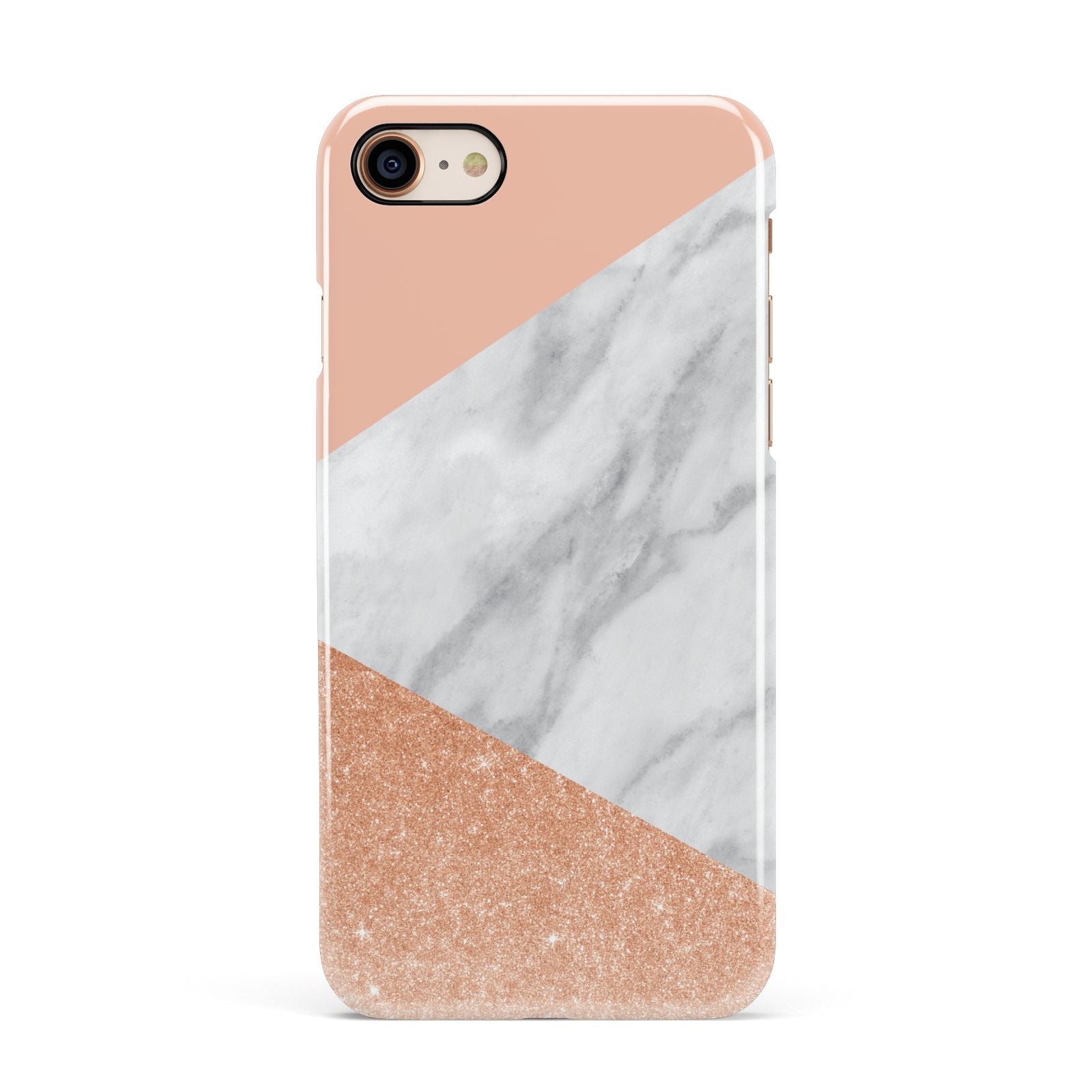 Marble Rose Gold Pink Apple iPhone 7 8 3D Snap Case