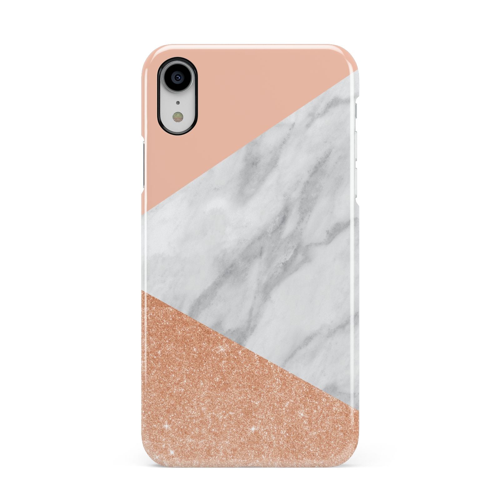 Marble Rose Gold Pink Apple iPhone XR White 3D Snap Case
