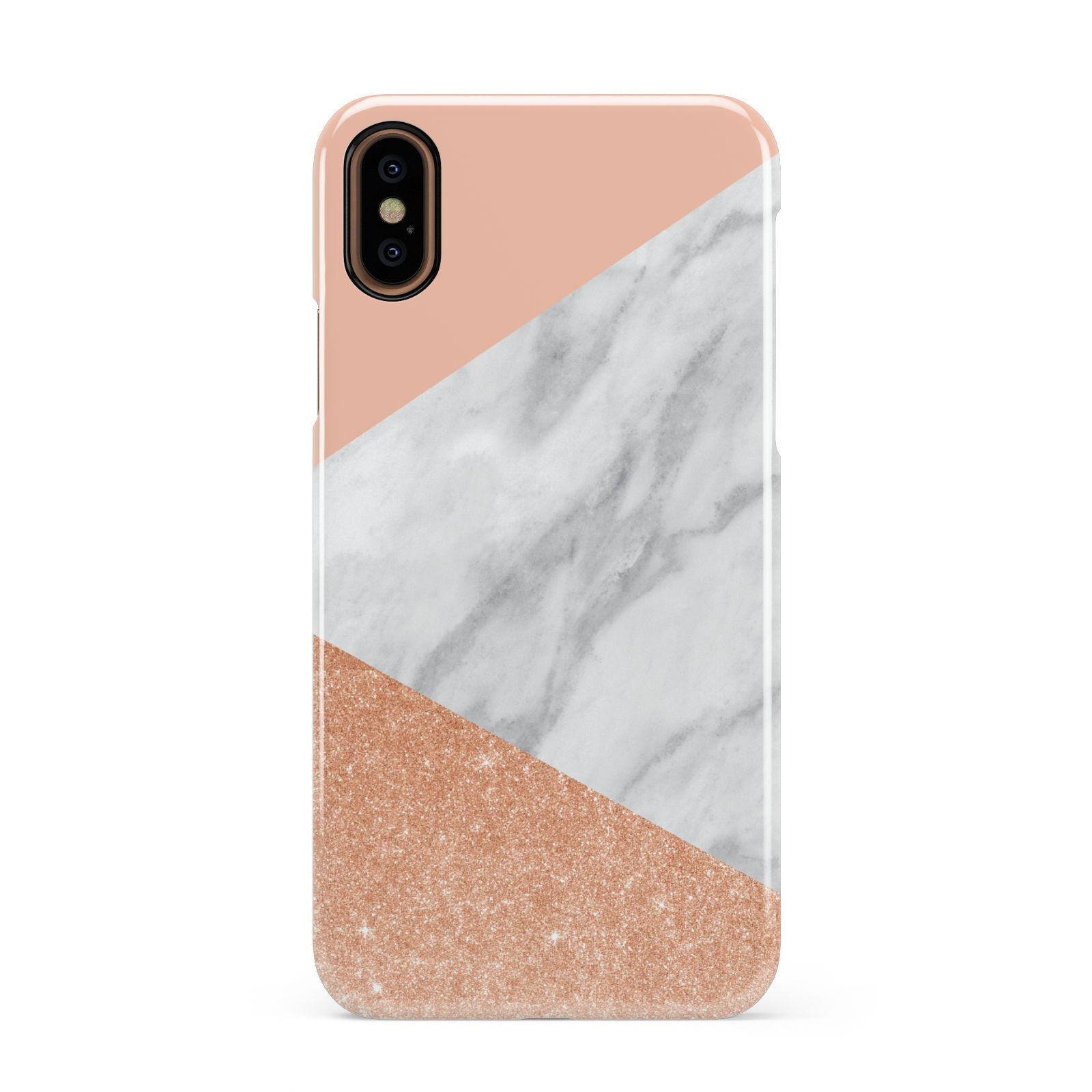 Marble Rose Gold Pink Apple iPhone XS 3D Snap Case