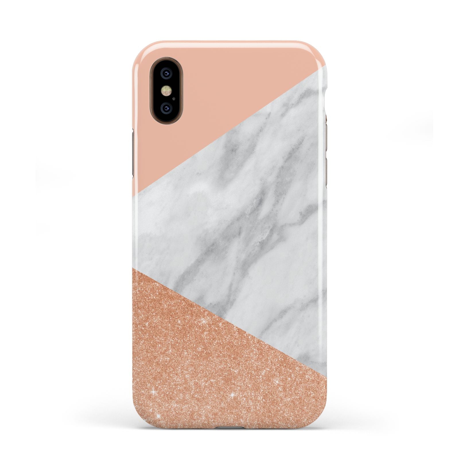 Marble Rose Gold Pink Apple iPhone XS 3D Tough