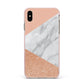 Marble Rose Gold Pink Apple iPhone Xs Max Impact Case Pink Edge on Gold Phone