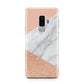 Marble Rose Gold Pink Samsung Galaxy S9 Plus Case on Silver phone