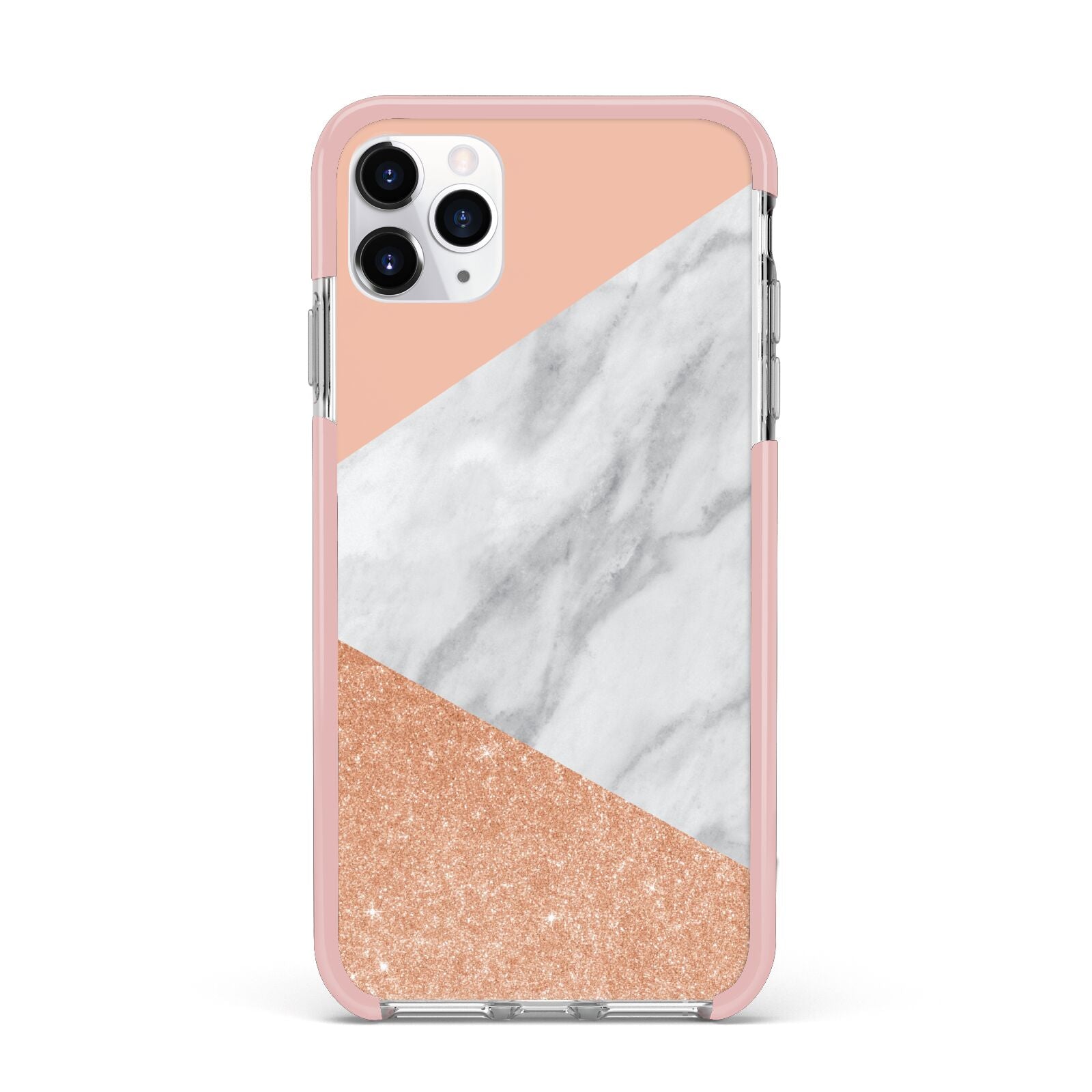 Marble Rose Gold Pink iPhone 11 Pro Max Impact Pink Edge Case